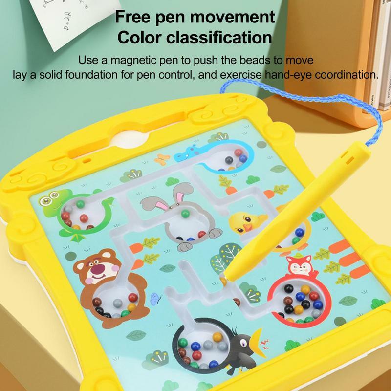 Puzzle magnetyczne labirynt pasujący do gry z magnesem dla malucha do treningu sterowania piórem zabawki rozwojowe do wczesnej edukacji interakcji
