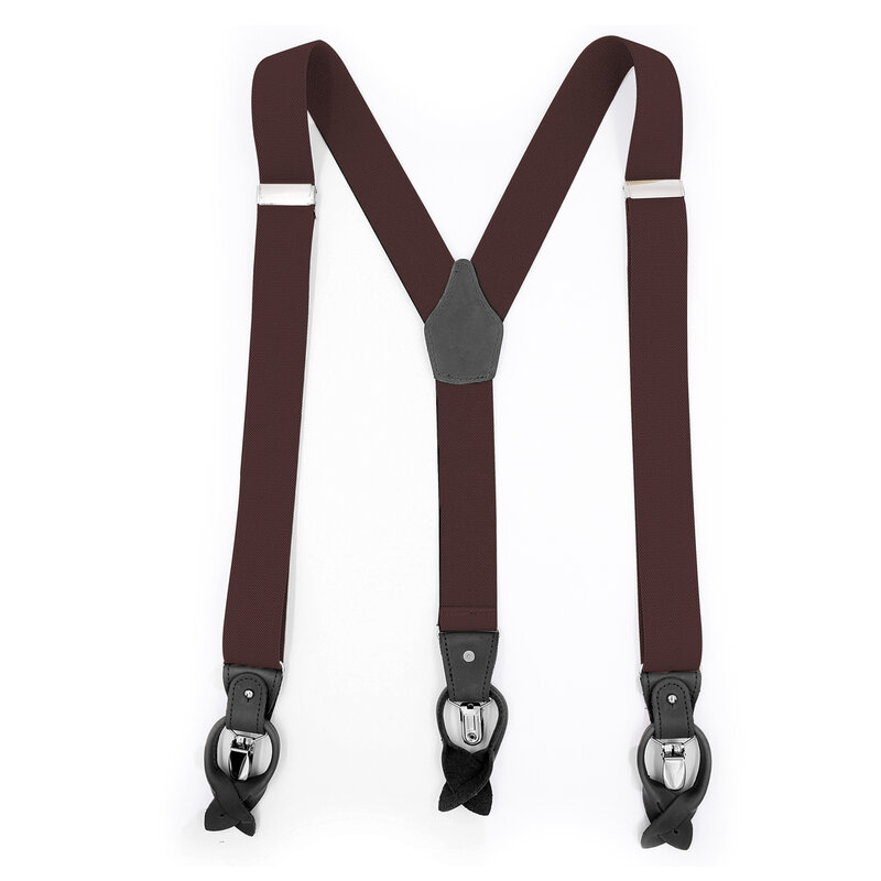 Dual suspenders male men's button suspenders cowhide spaghetti strap fashion button braces strong clips New 6 sold colors