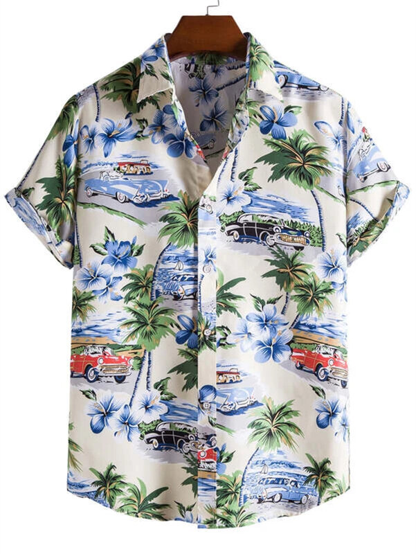 Hawaiian 3d Kokospalm Top Heren Zomer Strand Casual Kleding Straat Outdoor Feest Heren Shirt Losse Ademende Herenkleding
