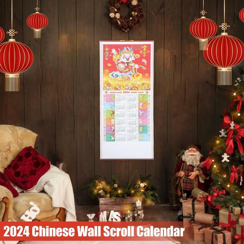 Calendario del capodanno cinese Scroll 2024 anno del calendario da parete del drago per pianificatore settimanale giornaliero casa