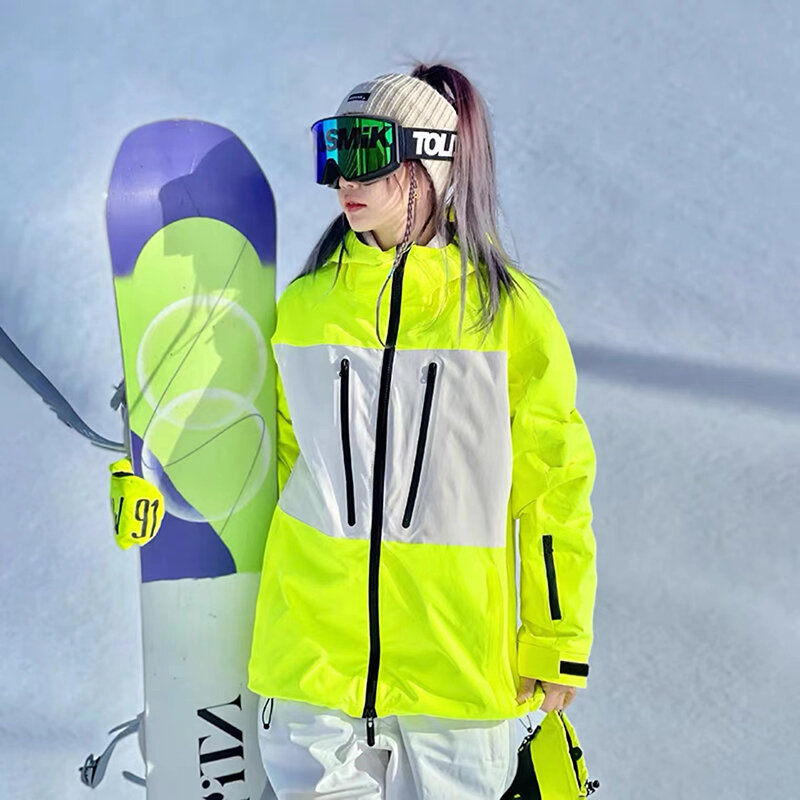 Jaqueta de esqui masculina e feminina à prova de vento e à prova dwindproof água folheado de dupla placa de neve terno de inverno quente jaqueta de esqui para mulher e homem