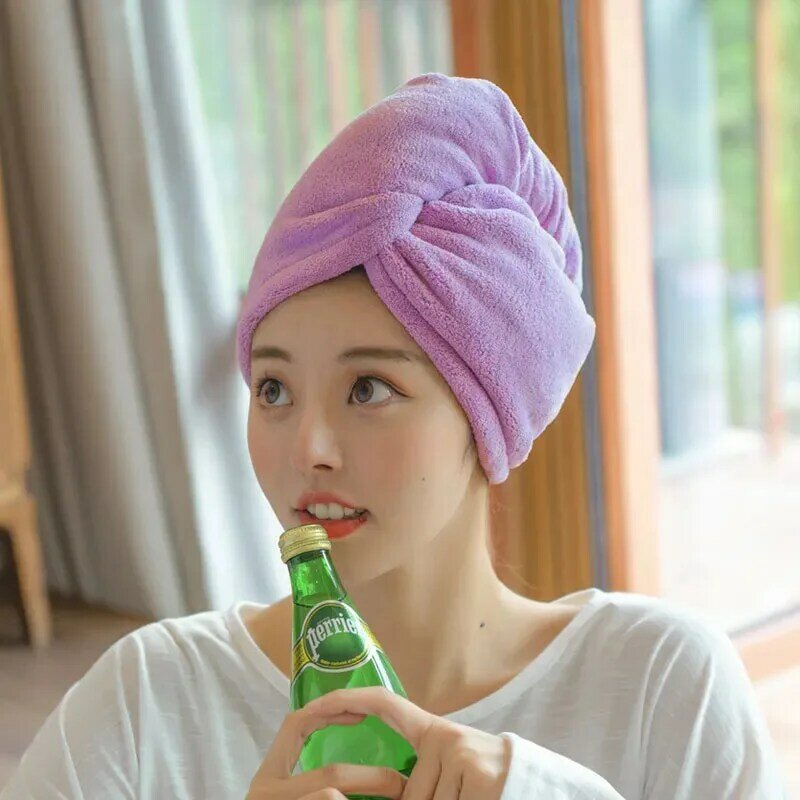 Toalha de cabelo comprido de secagem rápida para mulheres, boné de banho macio com microfibra, chapéu de banho