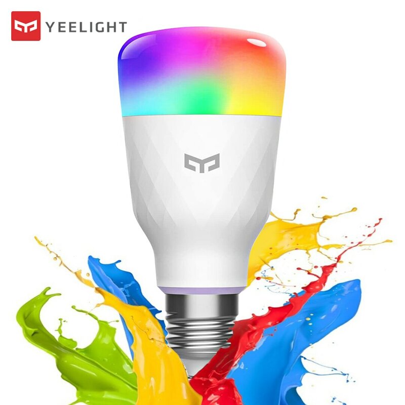 Yeelight-Lâmpada LED Colorida Inteligente, E27, 1S, 1SE, 800 Lumens, 650 Lumens, Controlo Remoto, Trabalhar com a Aplicação Mihome, Assistente do Google