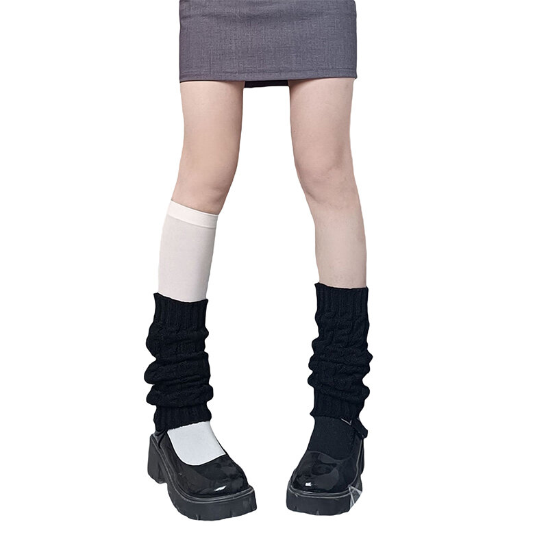 Frauen stricken Beinlinge Winter y2k Harajuku Knies trümpfe Gamaschen japanische Lolita-Stil Knöchel haufen Socke