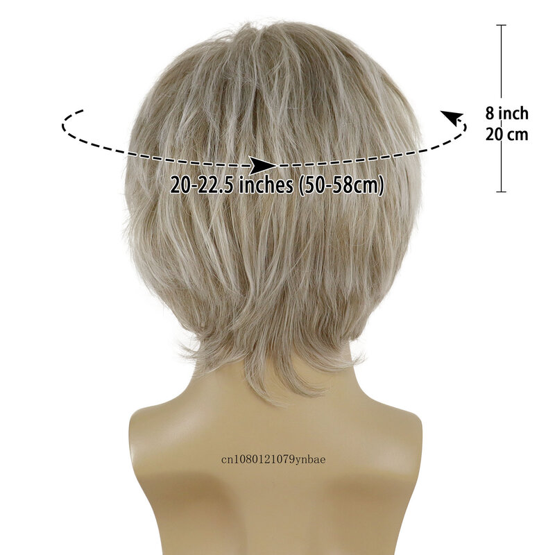 Light Blonde Wig Synthetic Hair Short Straight Wigs with Side Bangs for Men Boys Natural Looking Daily Cosplay Heat Resistant