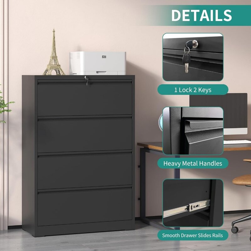 Metal Filing Cabinets for Home Office 4 Drawer Lateral File Cabinet With Lock Accessories Furniture