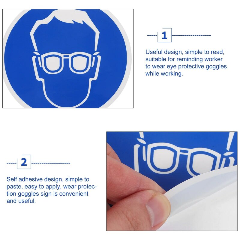 Segurança Proteção Adesivo, Óculos de desgaste Logo, Protective Goggles Decal, Eye Adhesive Sign, 2 pcs