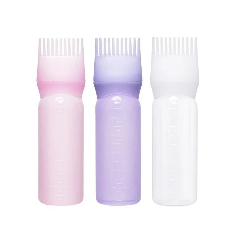 60ml Multicolor Plastic Hair Dye Refillable Bottle Applicator Comb Dispensing Salon Hair Coloring Hairdressing Styling Tool