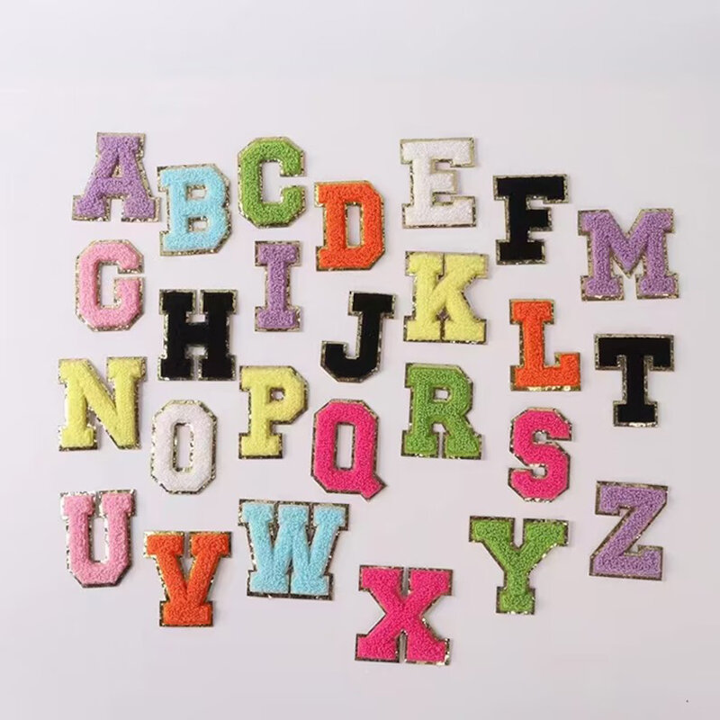 Chenille Bordado Letters Patch, Adesivo Colorido, Patches Adesivos, Ajuste para Saco, Laptop ou Livro, Perfeito para Vara, 5.5cm