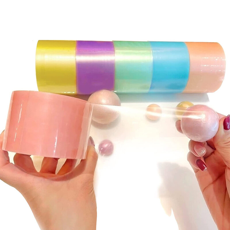 6 Rolls Adhesive Tapes Clear Tape Colorful Stress Relaxing Clear Tape Toy Party for Relaxing Toy Rolling Craft