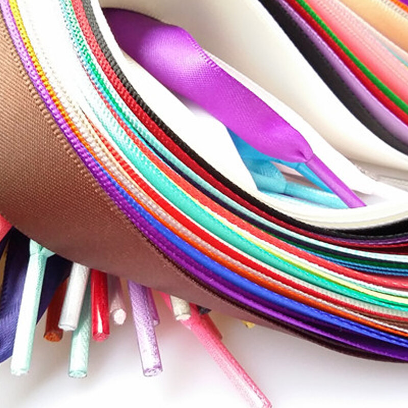 Cordones de cinta coloridos de 1-1,4 cm de ancho para cordones, personalización de satén, instalación gratuita, Zapatillas para Mujer