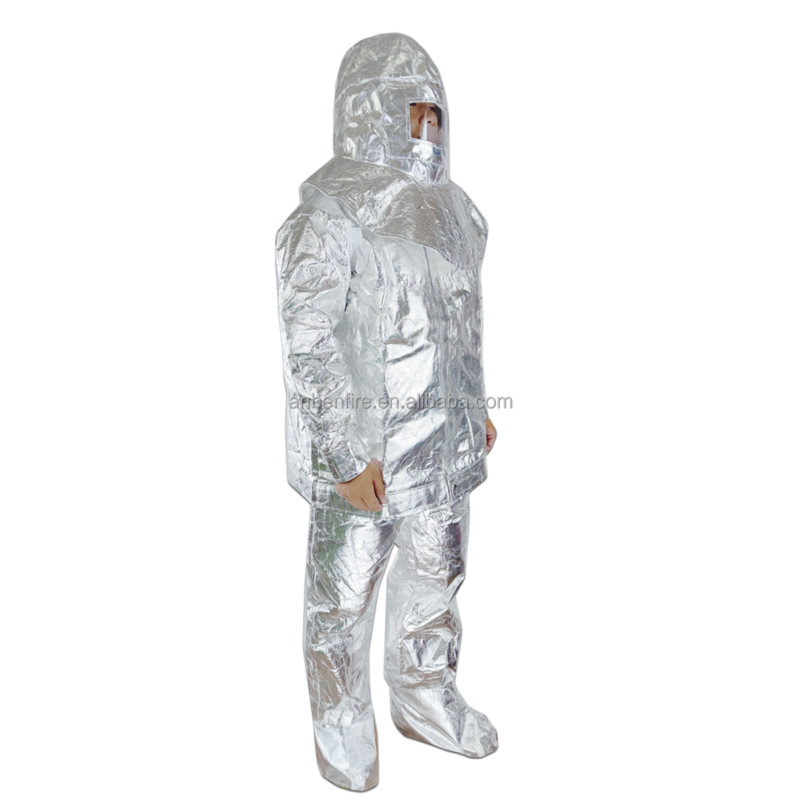 EN1486 Ropa ignífuga de aramida compuesta de papel de aluminio de doble capa, ropa de aislamiento térmico, traje resistente a altas temperaturas