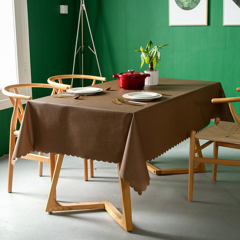 장식용 방수 직사각형 테이블 커버, 솔리드 컬러, PVC 식탁보, 내유 테이블 커버
