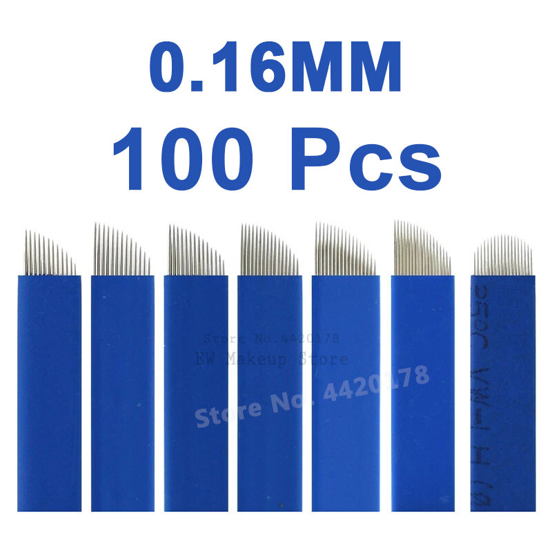 100pcs 0.16mm Microblading Needles Nano 7 /9 /12 /14 /17 21 Pin 18U Tattoo Blade trucco permanente per labbro sopracciglio manuale