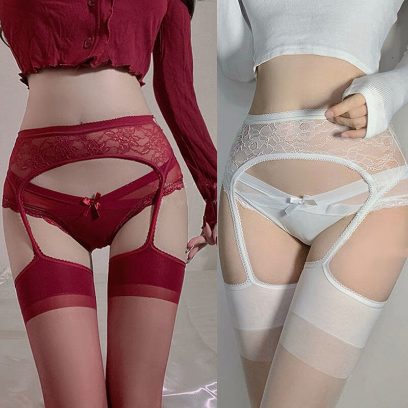 Sexy Lace Body Stocking Soft Top Thigh High Stockings And Suspender Garter Belt Lingerie Women's Tights Pantyhose Floral