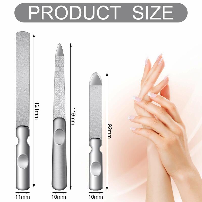 Профессиональная пилка для ногтей из нержавеющей стали, двухсторонний буфер для ногтей для салонного качества, прочный, простой в использовании и портативный