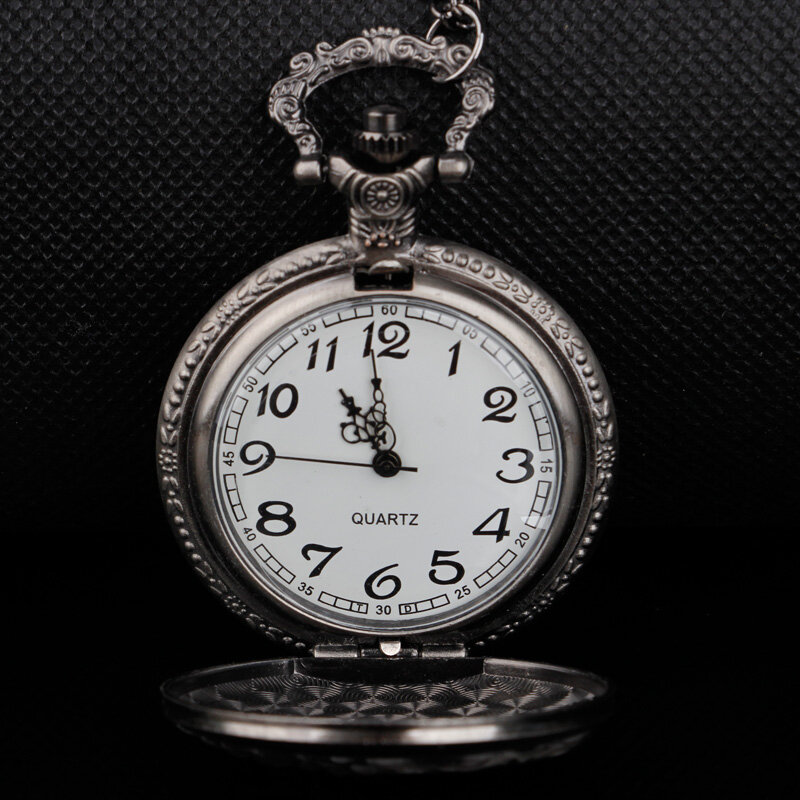 Чехол с гравировкой в стиле ретро с волком дизайнерское ожерелье Семья Крест Тема кварцевые карманные часы цепочка часы лучшие подарки