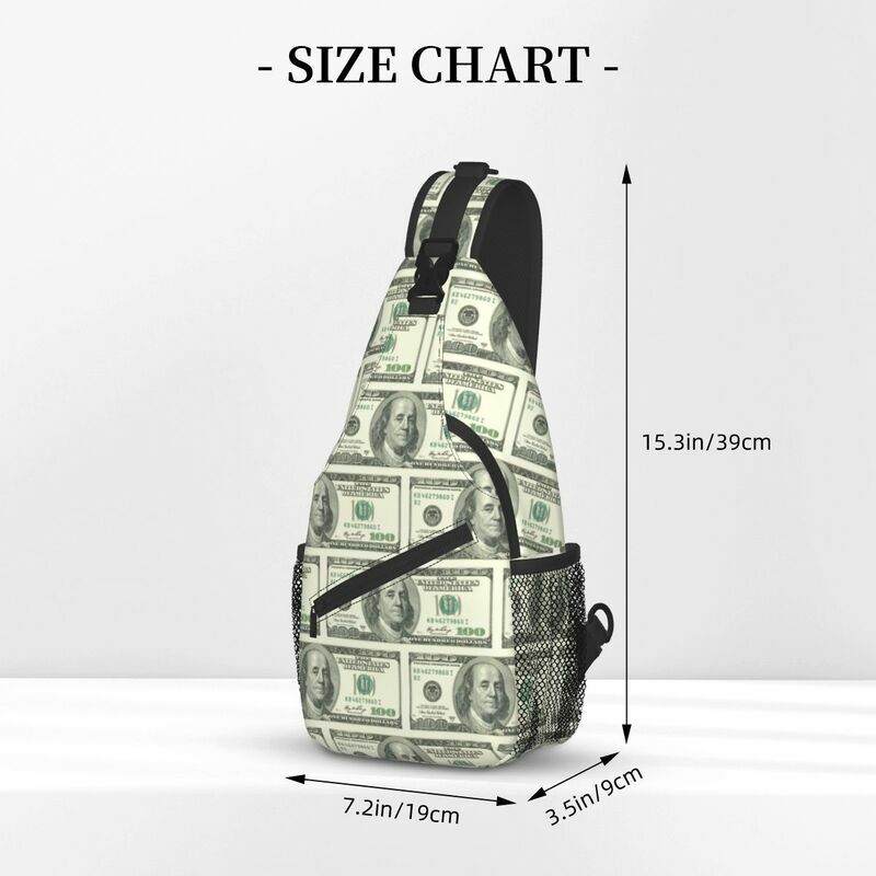 United States 100 Dollar Sling Bags for Men Cool Banknotes Pattern Shoulder Crossbody Chest Backpack Traveling Daypack