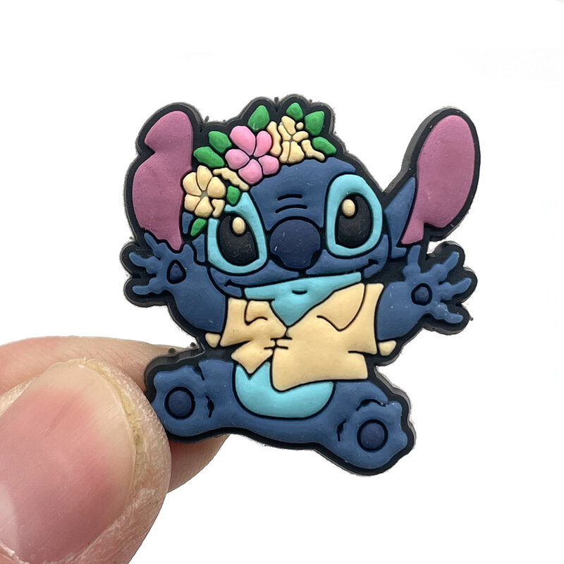 Hot 1pcs Disney Cartoon Stitch PVC shoes charms Cute DIY Sandals Accessories for clogs shoe Decorations boy kids Birthday gifts