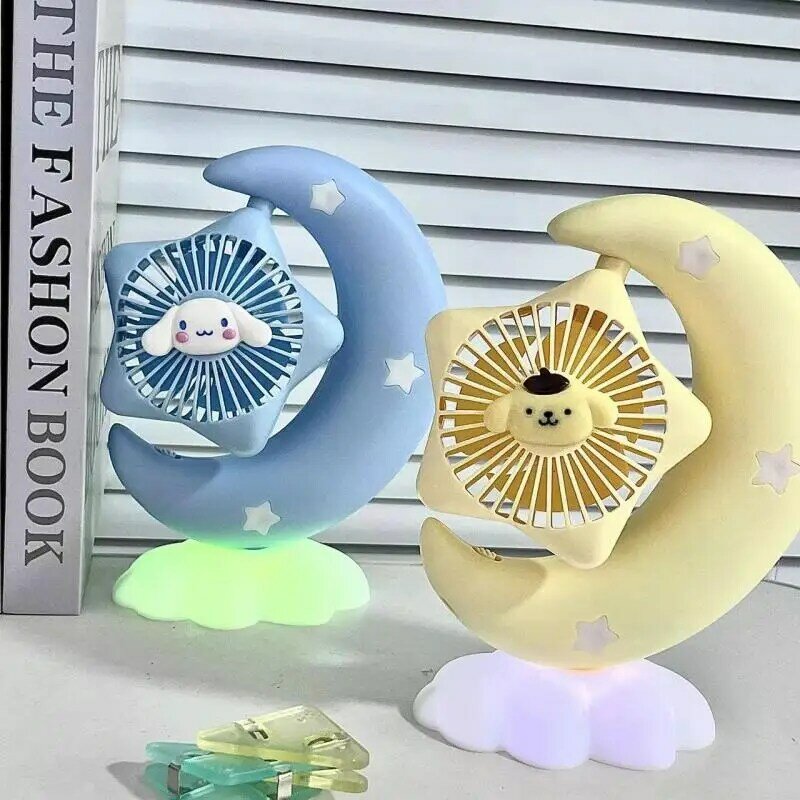 Sanrio Cinnamoroll My Melody Usb Night Light Fan Kawaii Pom Pom Purin Bedroom Cartoon Desk Fan Desktop Decorations Holiday Gift