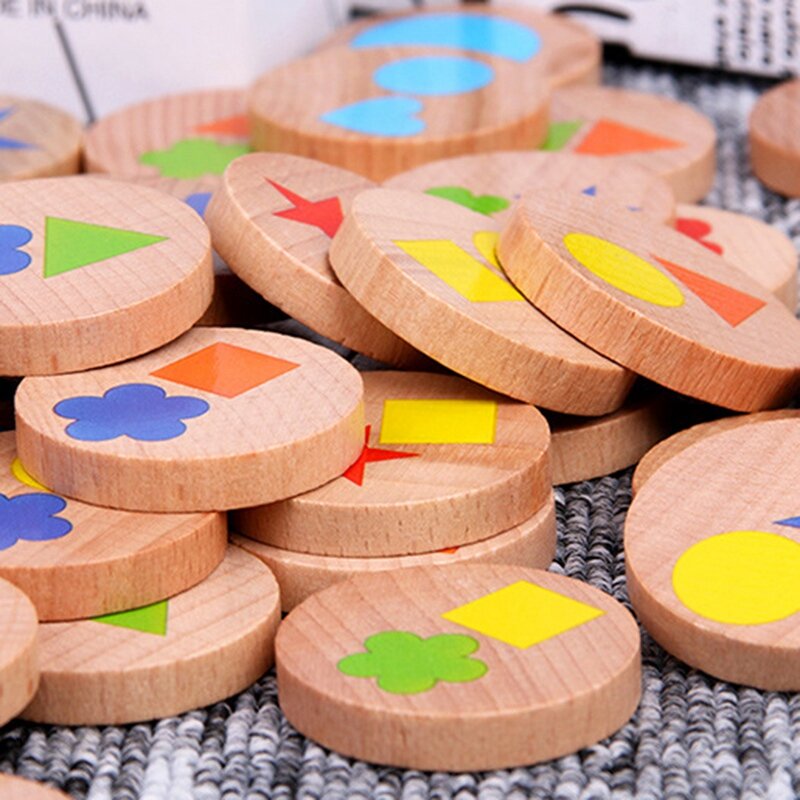 Wooden Toys Brain Shape Matching Toys Logic Training Game Toys Parent-Child Interactive Toys Kid Gifts