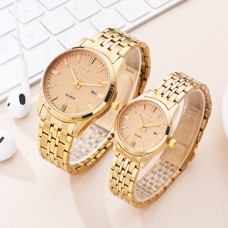 Zegarek świetlny kochanka zegarki luksusowe biznes ze stali nierdzewnej złoty zegarek mężczyźni klasyczny wodoodporny zegarek dla kobiet prezent dla par