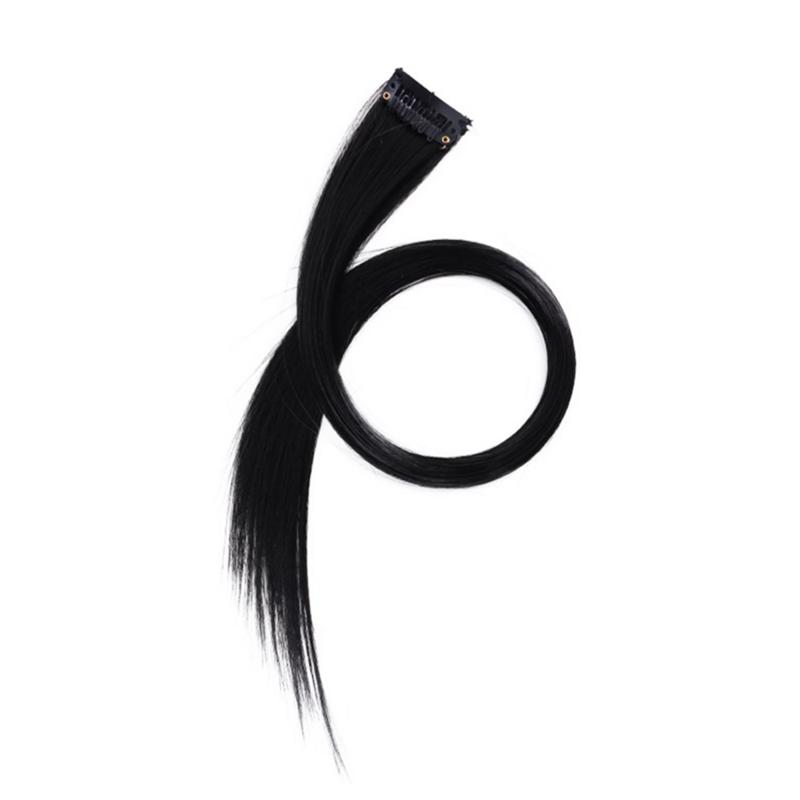 Jepit rambut lurus pelangi, jepit rambut ekstensi banyak warna bisa digunting, klip rambut panjang lurus untuk rambut palsu 3,2X55cm