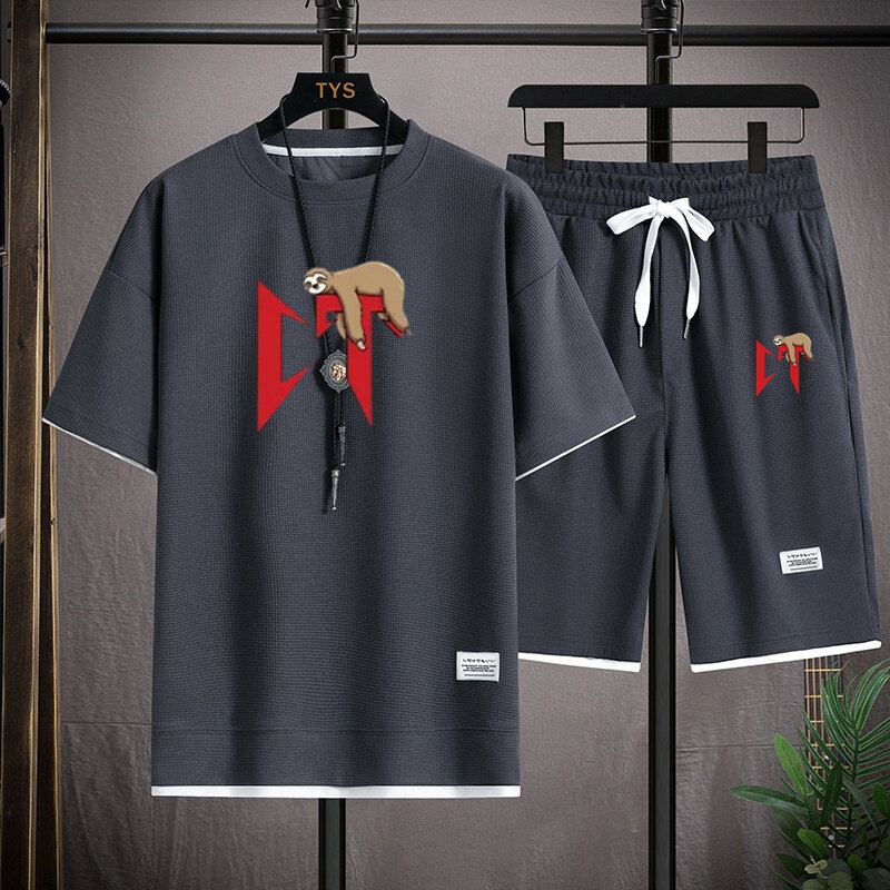 Męska moda letnia Corridos Tumbados zestaw oddychający T-shirt + zestaw spodenek Natanael Cano dres HipHop zestaw Harajuku odzież