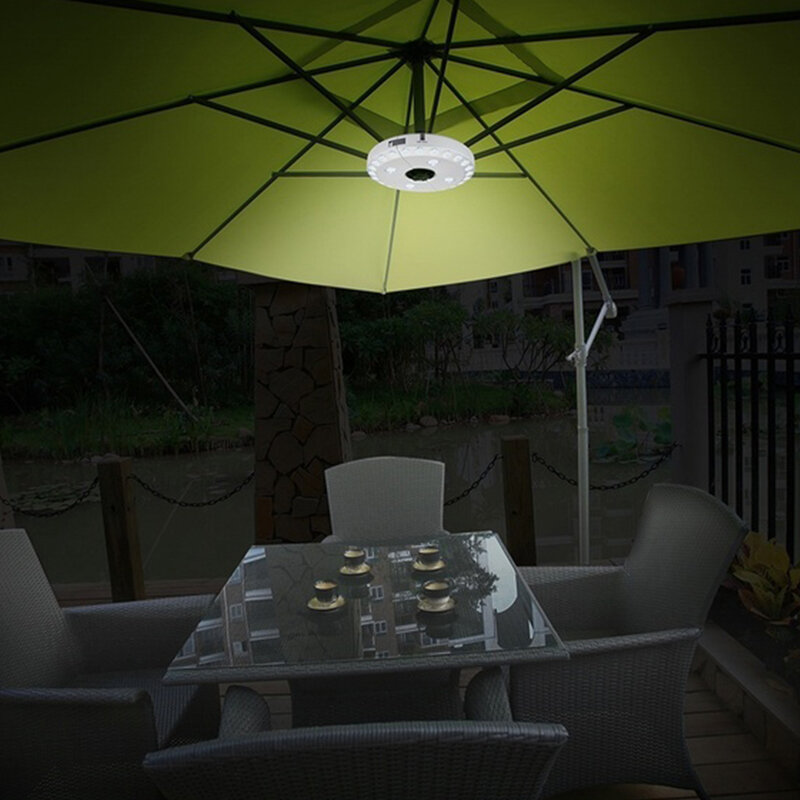 Poste de luz para sombrilla de Patio, lámpara de césped impermeable para jardín, iluminación exterior, 4,5 V, 0,5 W, 100lum, 28 LED