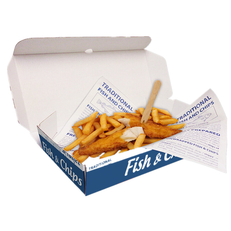 Индивидуальная продукция 2023, напечатанная на заказ гофрированная бумага для рыбы и чипсов, коробка для доставки на вынос, гамбургер для фаст-фуда