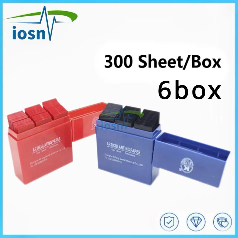 Juego de 1800 hojas de papel articulado Dental, consumibles para blanqueamiento Dental, rojo o azul, 55x18mm