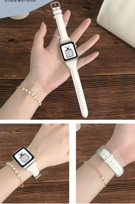 Pulseira de couro para Apple Watch Band, pulseira fina, pulseiras Correa, iWatch Series 8, Ultra 7, 6, 5, 4, SE, 44mm, 40mm, 41mm, 38mm, 45 milímetros