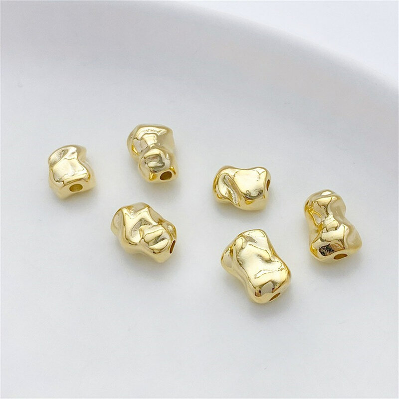 Perline di pietra barocca irregolari avvolte in oro 14 carati separate da perline allentate collana di gioielli fatti a mano fai da te materiale L203