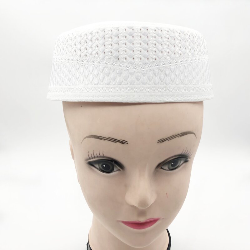 Muslim Caps For Men Clothing Tax Products Turkey Free Shipping Prayer Mesh Jewish Hat Kippa Islamic Kufi Topi White 03273