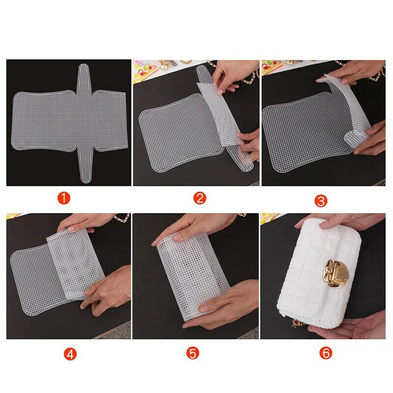 1 Set Weaving Plastic Mesh Plastic Mesh Kit With Metal Chain Buckle DIY Bag Accessories Weaving Tools Easy Knit Helper