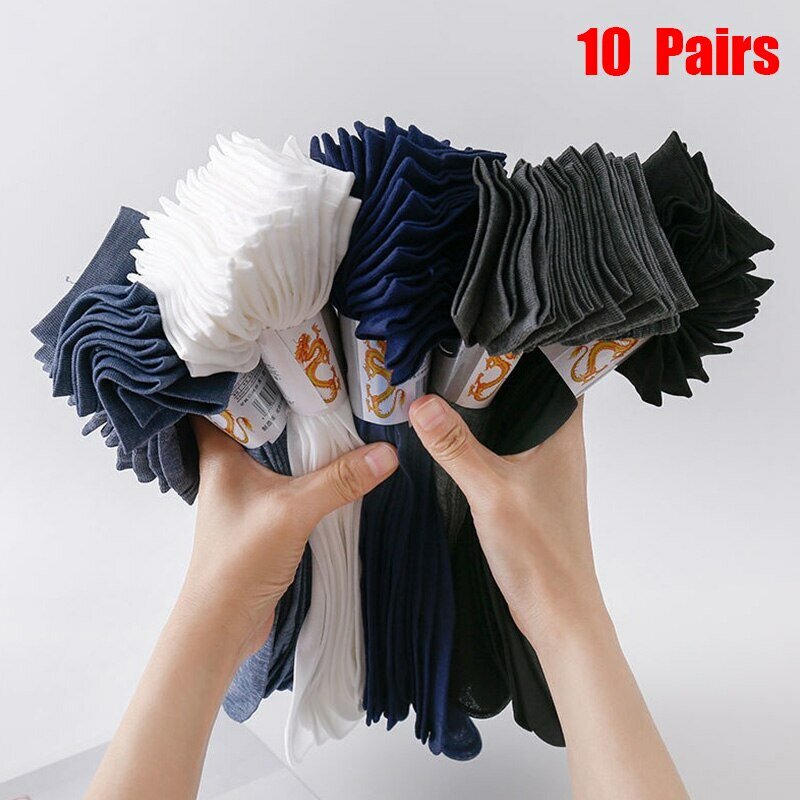New 2024 10 Pairs Summer Men Anti Slip Absorbent Soft Thin Breathable Socks Transparent Fashion Silk Stockings