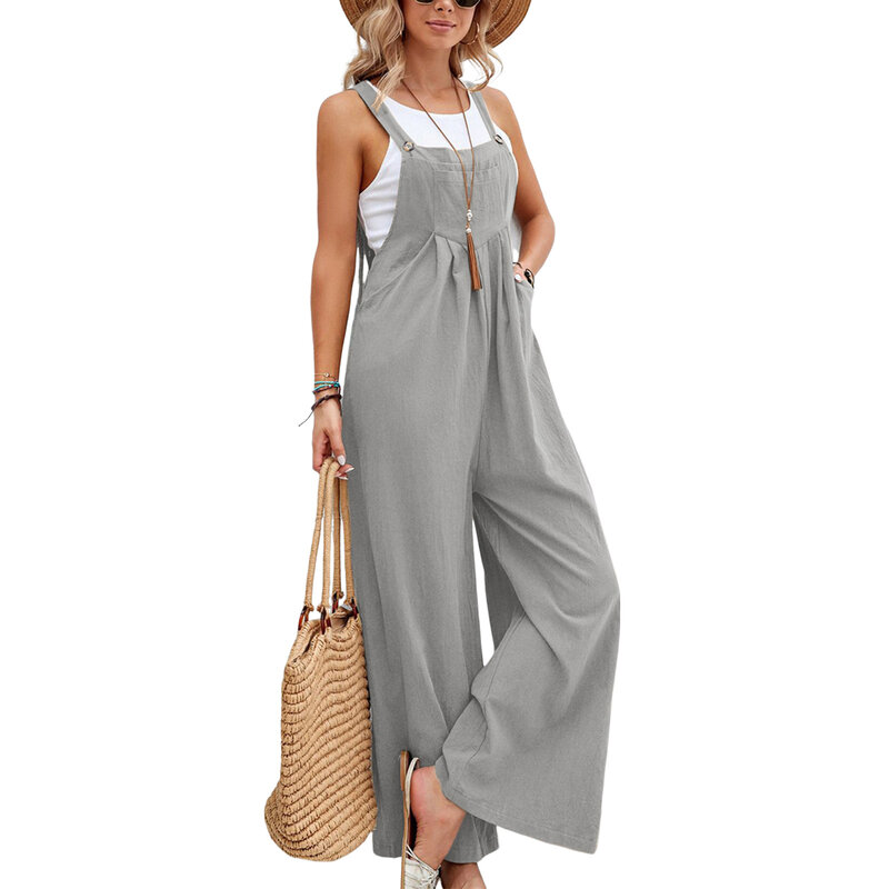 Womens Overalls Wide Leg Jumpsuits Vintage Bib Summer Rompers with Plus Size Pair with T-shirts Tank Tops Crop Tops