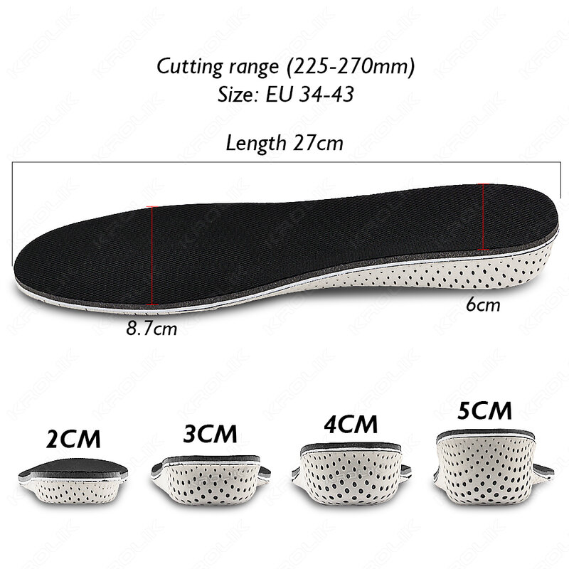 Memory Foam EVA Height Increase Templates Insole 2-5cm Breathable Ultra Light Elevated Sports Insoles For Men Women Shoes Insert