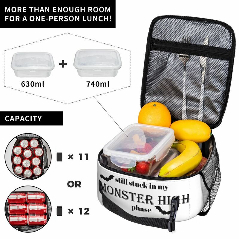 Sac à lunch isotherme portable, sac de rangement des aliments, glacière extérieure, boîte à lunch thermique, toujours coincé dans mon Monster High Merch