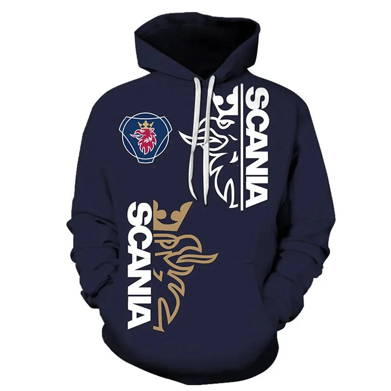 High quality men's hooded sweatshirts, casual clothes with Scania car logo, the surrounding Harajuku trend, spring and autumn
