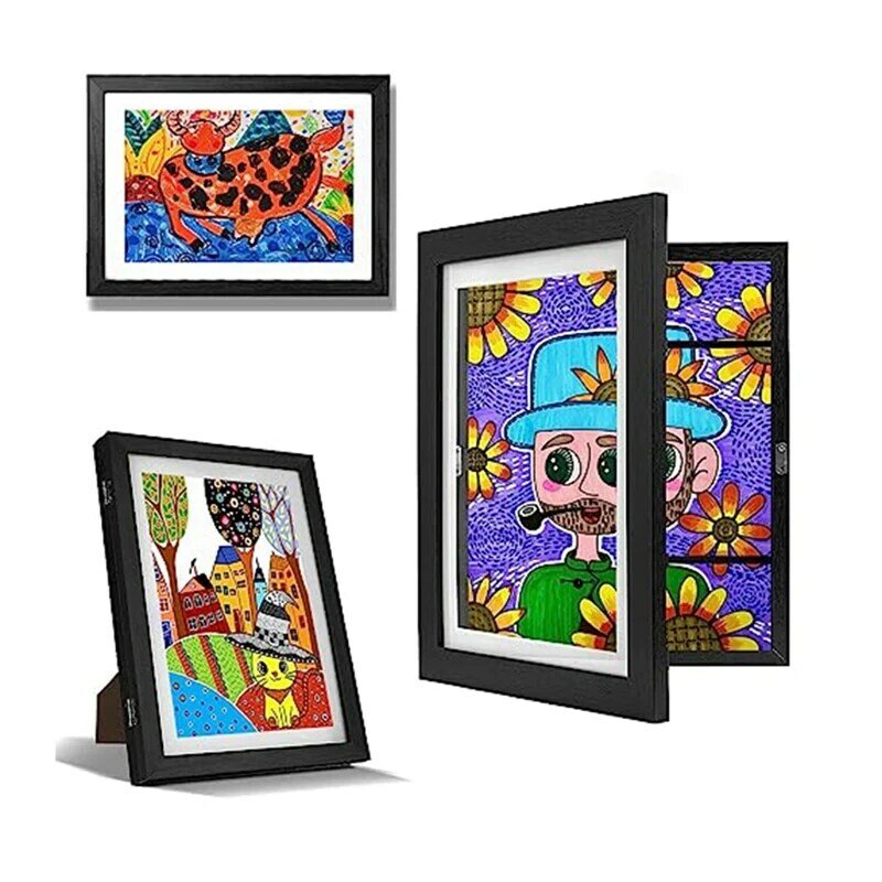 Marcos de arte para niños, pantalla de arte Horizontal y Vertical, Apertura frontal cambiable, 8,5x11
