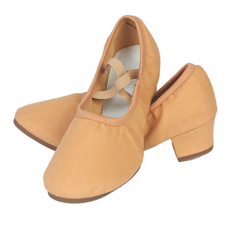 SUN LISA – chaussures de danse à Pointe souple pour femmes, chaussures de Ballet Jazz, en toile, talon épais, pour enseignant, pour filles