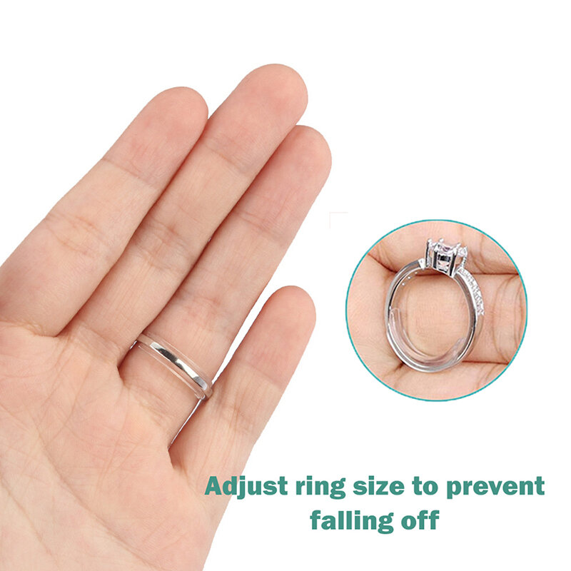 Ajustador de tamaño de anillo transparente Invisible de silicona, tensor de protección, herramientas de joyería, redimensionador de anillos sueltos, 8 unids/set