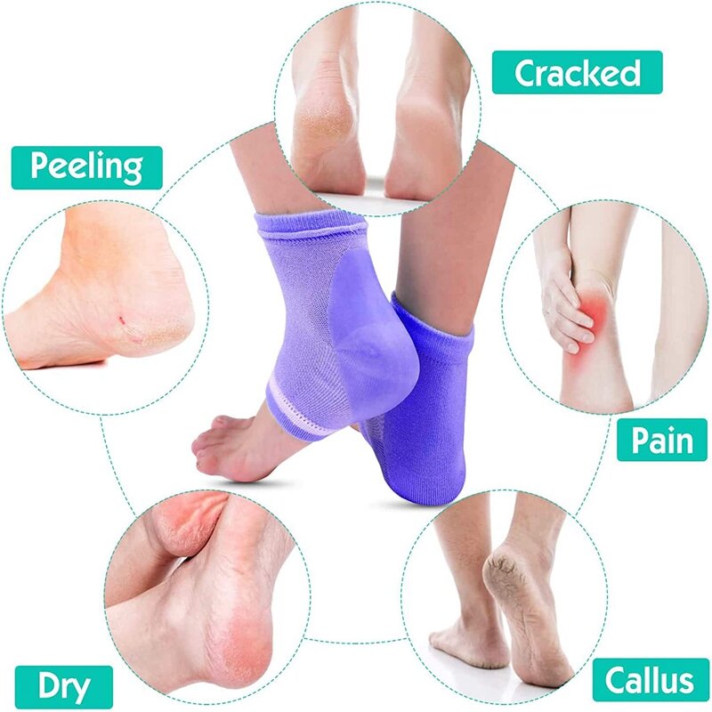 Heel Socks Feet Skin Care Colorful Silicone Moisturizing Gel Cracked Dry Heel Repair Protectors Plantar Fasciitis Inserts Pads