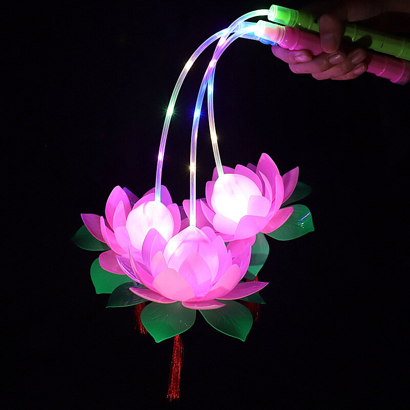 Children's Light-emitting Toys Creative Simulation Electric Lotus Flash Portable Lanterns Happy New Year Portable Lanterns Toys