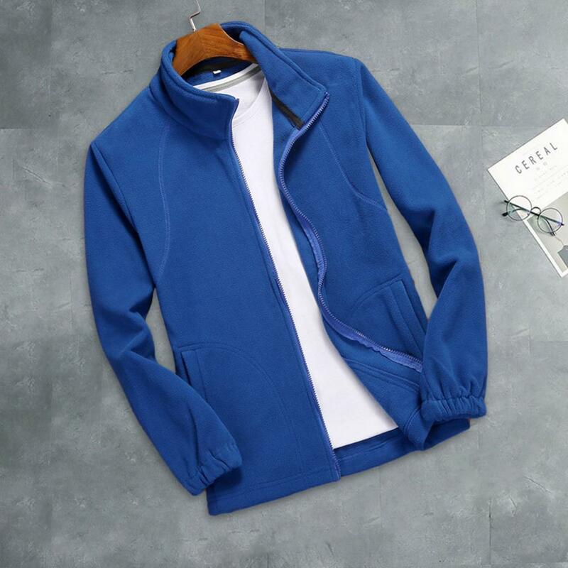 男性用厚手の長袖ジャケット,スタンドカラー付きソフトウォームジャケット,ジッパークロージャー,冬用抵抗
