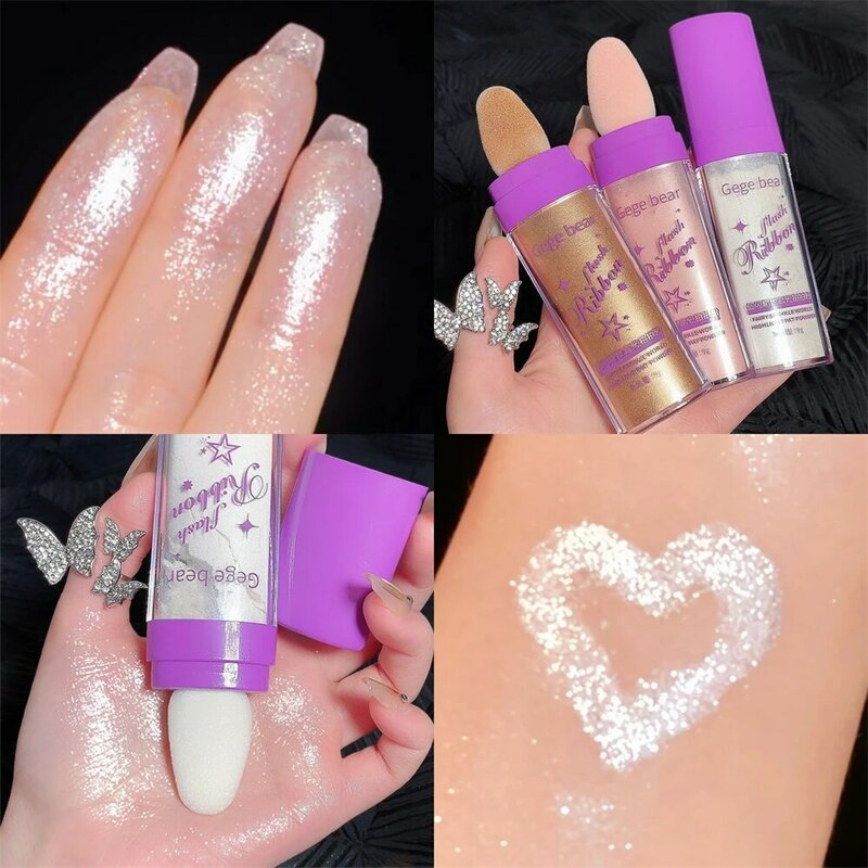 3 colori evidenziatore Glitter Fairy Powder Contour Shading Powder Shimmer Highlighter Stick illuminatore trucco per viso corpo