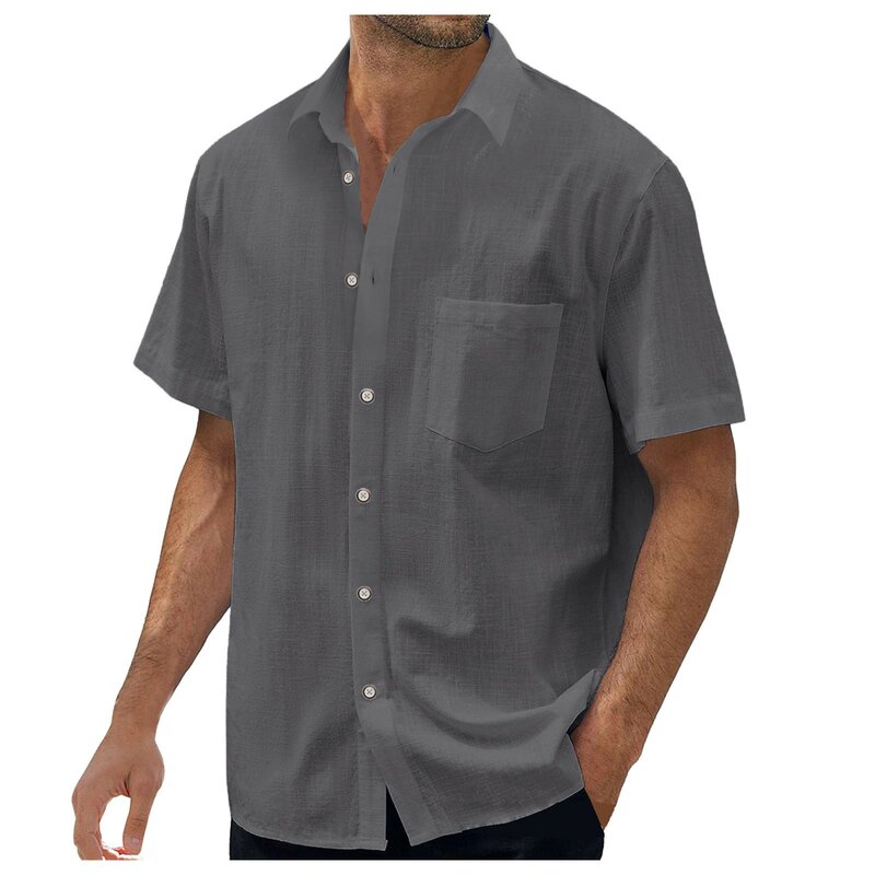 Kaus Atasan Pria, atasan kasual warna polos untuk pria musim semi dan panas
