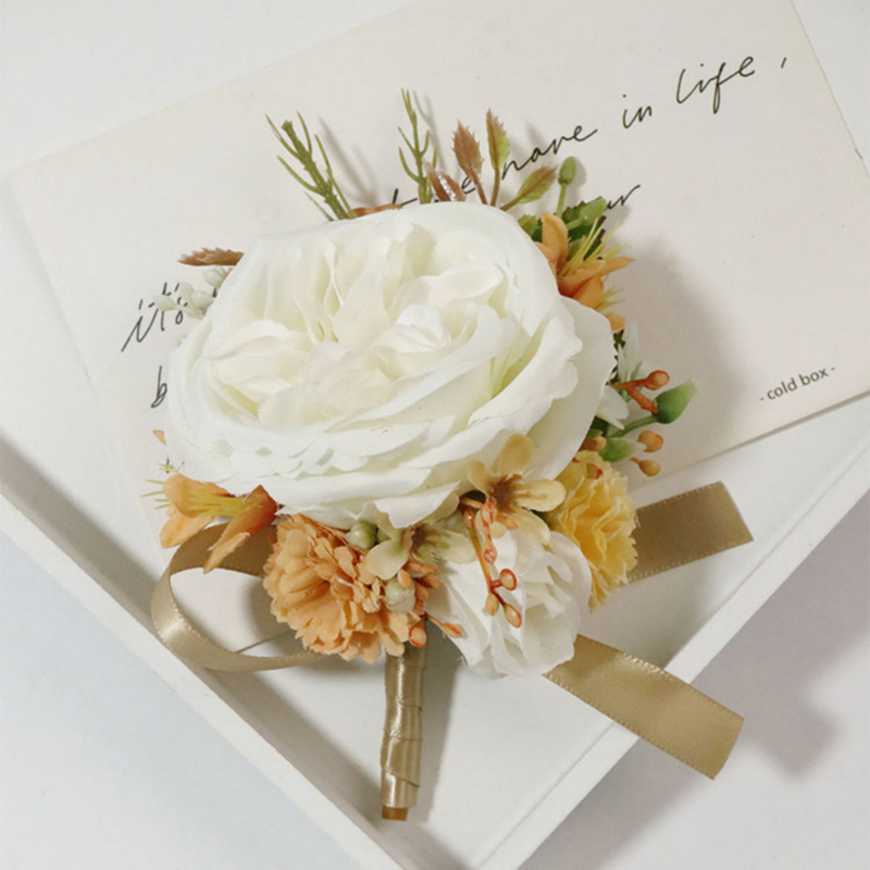 Винтажная бутоньерка для свадьбы для невесты, булавки, искусственная Шелковая Роза, корсажный браслет, церемония, цветы, искусственная
