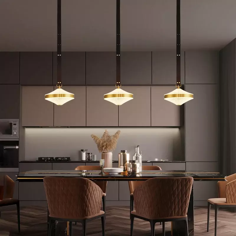 Modern Luxury Copper Crystal Pendant Lights Designer Leather Hanging Lamp Bar Living/Dining Room Bedroom Bedside Corridor Study
